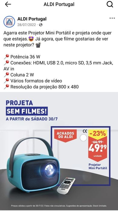 Mini projetor  portátil