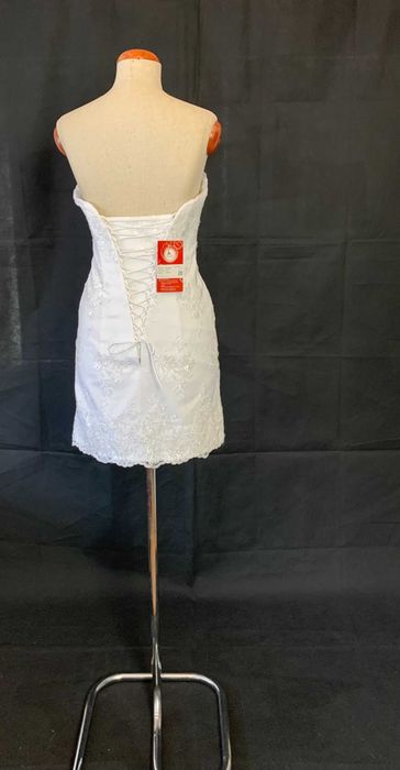 Nowa Krótka suknia ślubna Mini 38 M Gorset na Poprawiny Cywilny Sesję