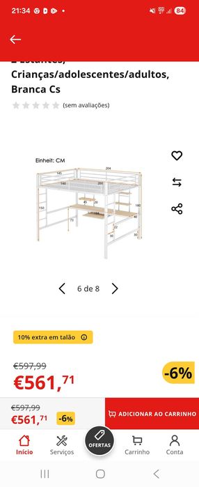 Cama alta com secretaria