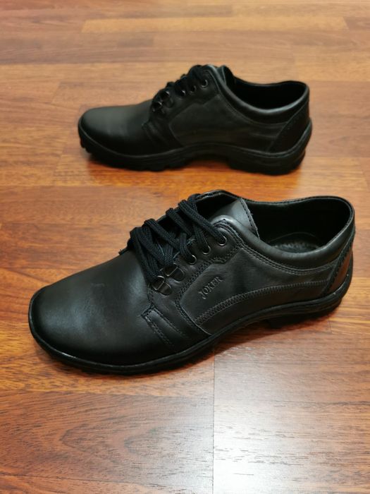Jokery Skórzane Buty Męskie  Lekkie Wygodne Czarne