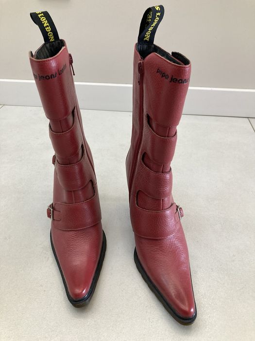 Buty na obcasie PEPE JEANS LONDON - rozmiar 36 czerwone - jak nowe!