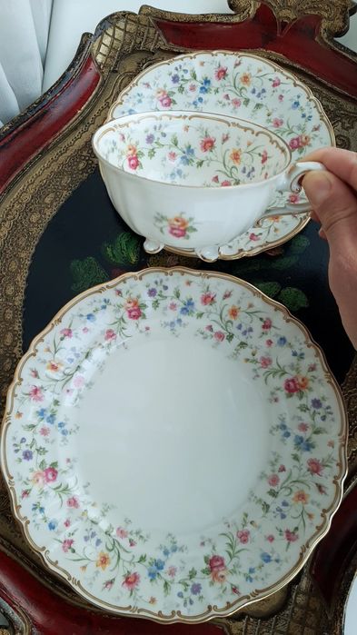 Чайное трио тройка трійка Krautheim чашка на ножках фарфор  Германия