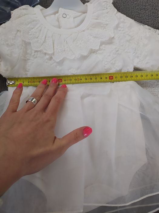 Komplet na chrzest sukienka+ czapka 68/74