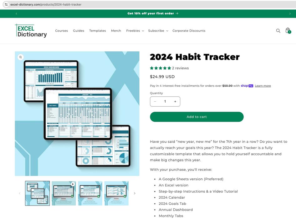 Excel 2024 Habit Tracker / Трекер звичок