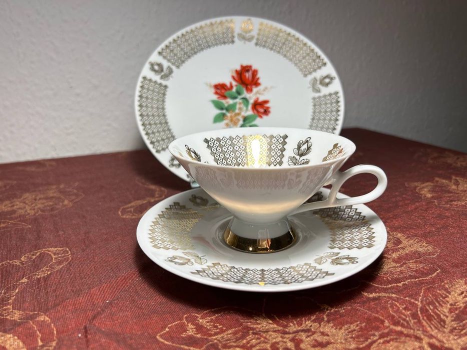 Vintage porcelán Čajové trio BAREUTHER WALDSASSEN BAVORSKO