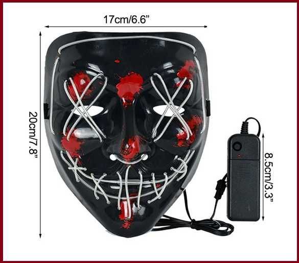 2 szt. Maska LED Purge Halloween 3 tryby świecenia 2 kolory Zestaw