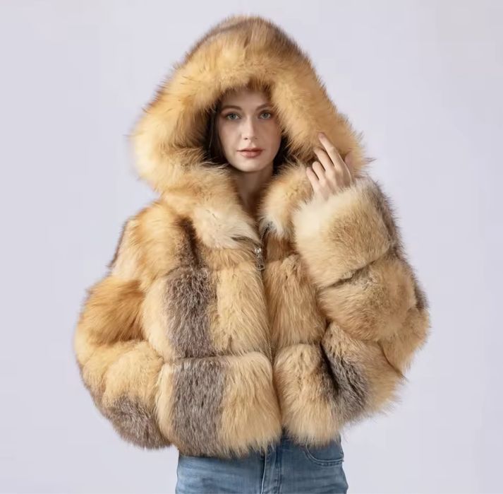 Kontantto futro orzepiekne z kapturem nowosc xs-2xl