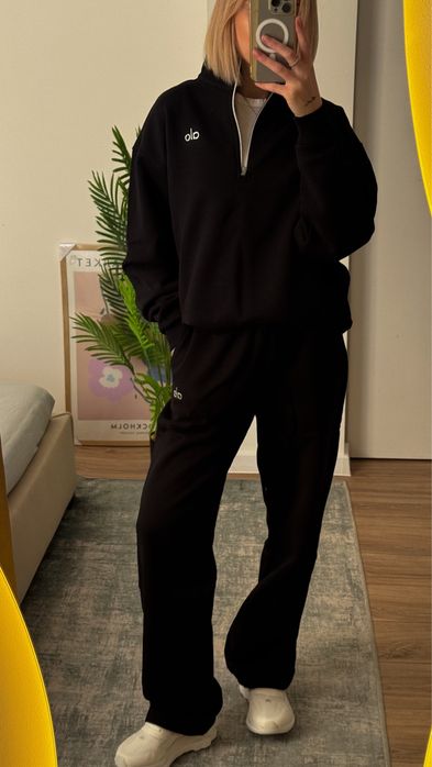 Костюм Alo Yoga Accolade (ОРИГІНАЛ) світшот/zip і штани чорний