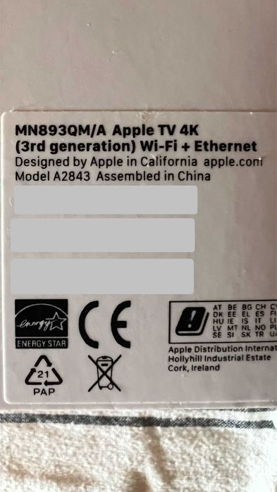 Apple TV 4K [MN893QM/A] [3rd gen / 128Gb / Wifi + Ethernet]