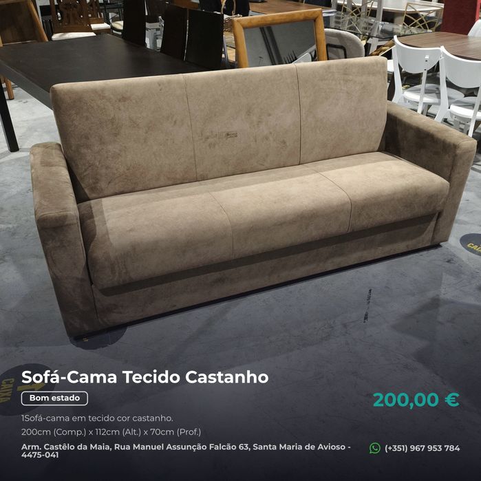 Sofá-Cama Tecido Castanho