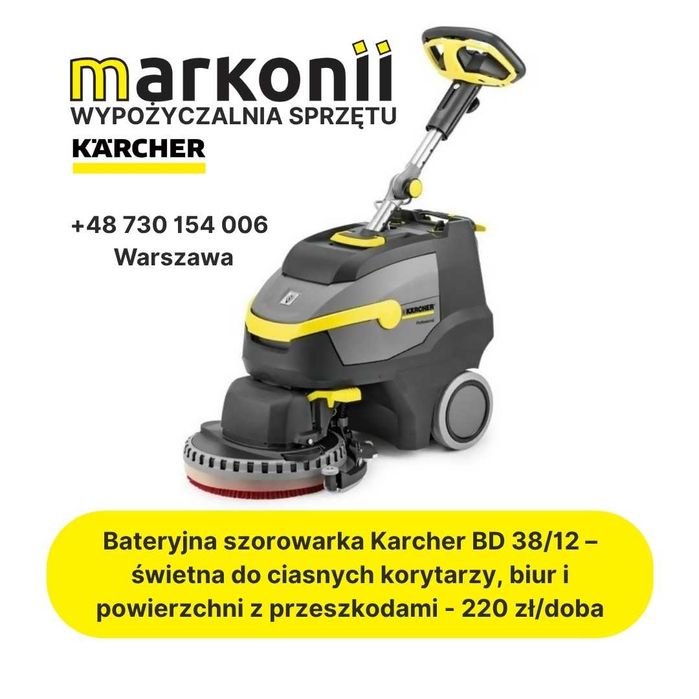 Wynajem Karcher Szorowarki bateryjne BD 38/12 BR 35/12 pady, szczotki, wałki