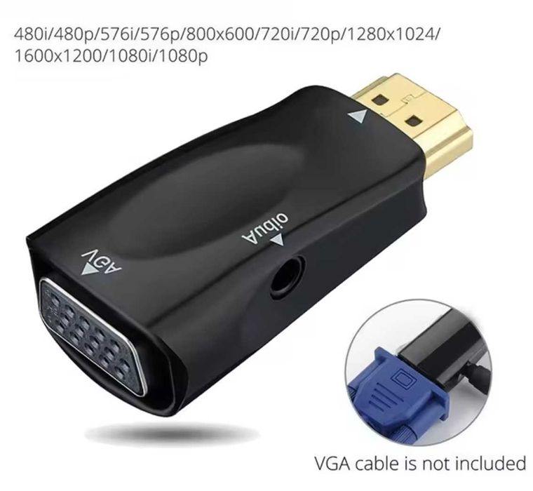 HDMI - VGA адаптер-конвертер з аудіо 3,5 мм | 1080P тато-мама