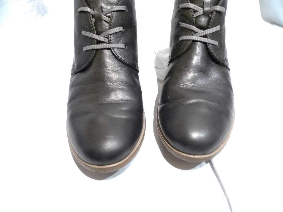 ECCO r.39/25cm Botki skórzane na koturnie