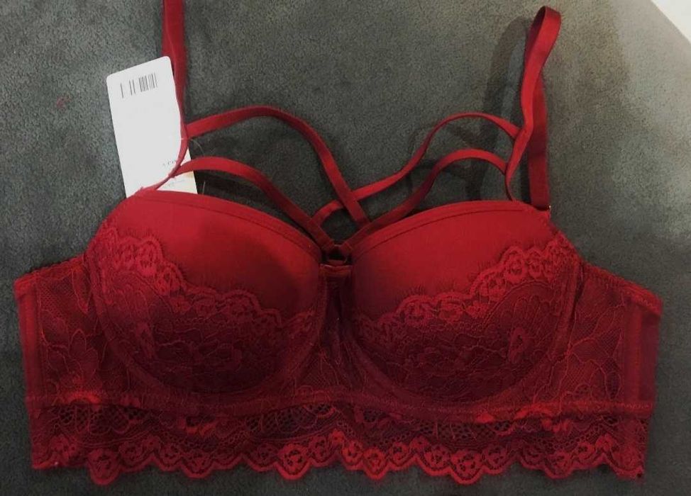 Biustonosz push-up 75B komplet erotyczny koronka