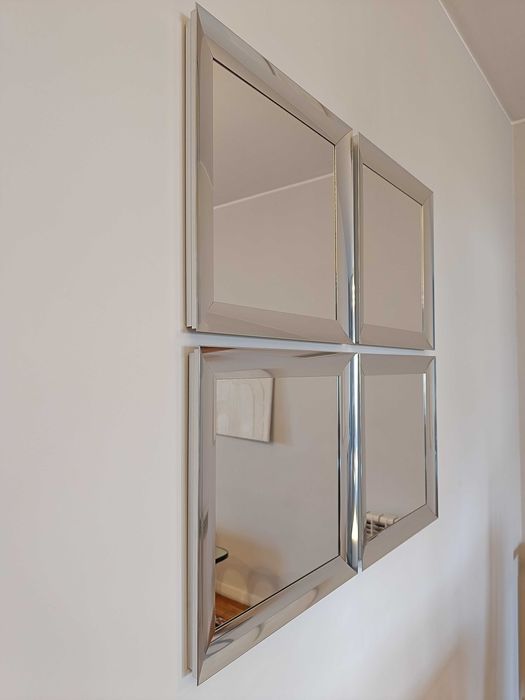Conjunto de 4 Espelhos com Moldura Prata para Sala