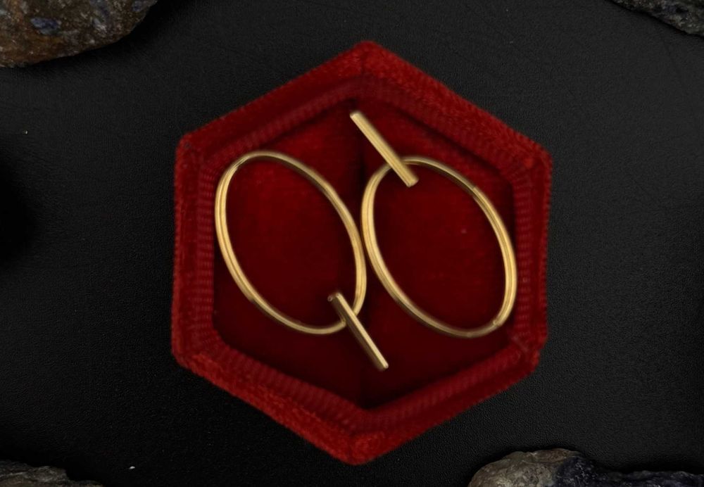 Złote Kolczyki Kółka Wkrętki Próba 585 Waga 1.50g (J)