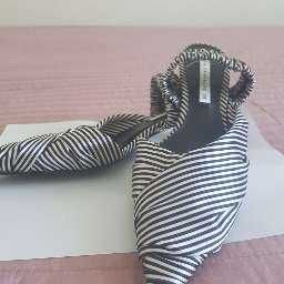 buty klapki ZARA  38 w paseczki (z materiału)