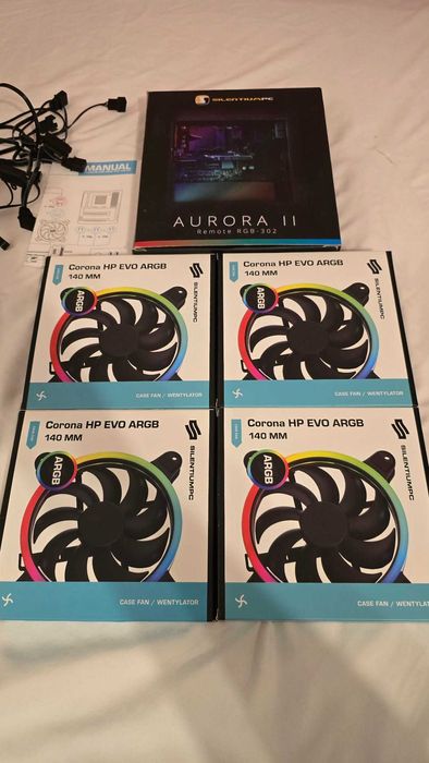 Wentylatory SilentiumPC Corona HP EVO ARGB KIT 4x140mm +Aurora II