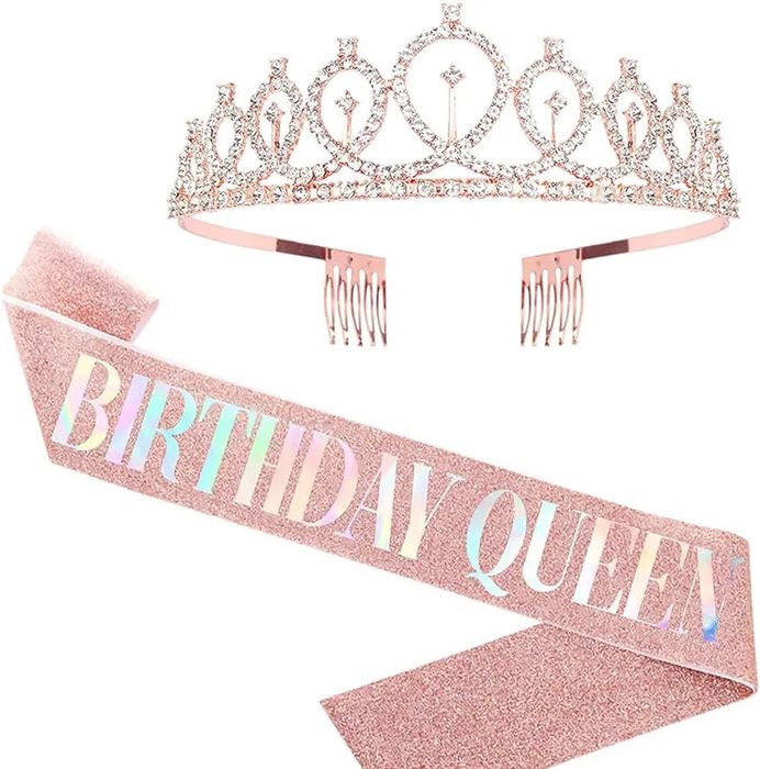 Festa de aniversário faixa + coroa "Birthday Queen"  NOVO ENVIO GRÁTIS