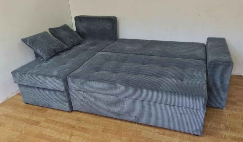 Nowy Narożnik sprężyny automat sztruks welur plusz kanapa sofa rogówka