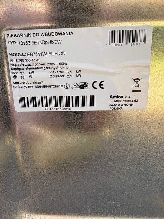 Piekarnik do zabudowy Amica