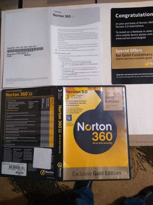 Диск CD / DVD. NORTON 360. Оригинал. Exclusive Gold Edition.