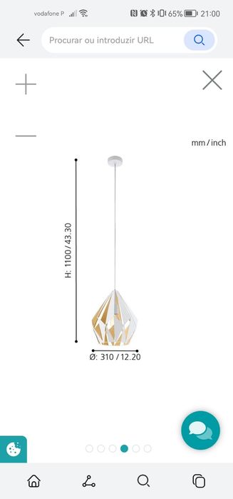 Candeeiro de teto Carlton branco ouro