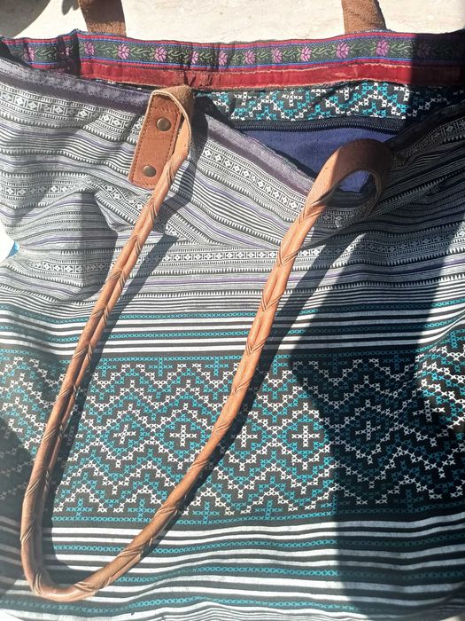 Torba boho róże, haftowana patchwork