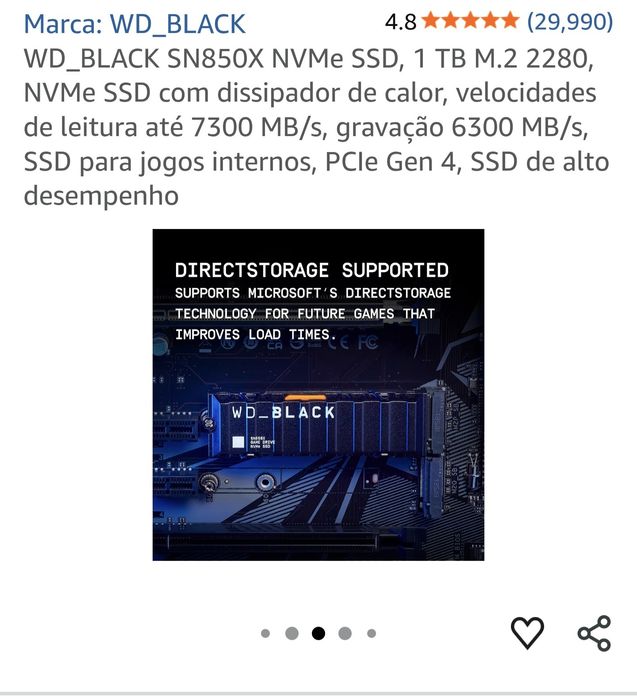 WD_BLACK SN850X NVMe SSD, 1 TB , Ps5 M.2 2280