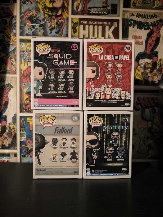 3 Funko Pop Originais - La Casa de Papel, Matrix e Fallout