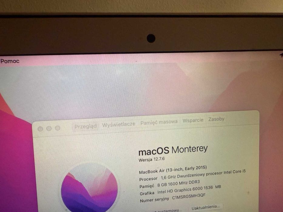 MacBook Air 2015 8GB/128GB bateria 33 cykle