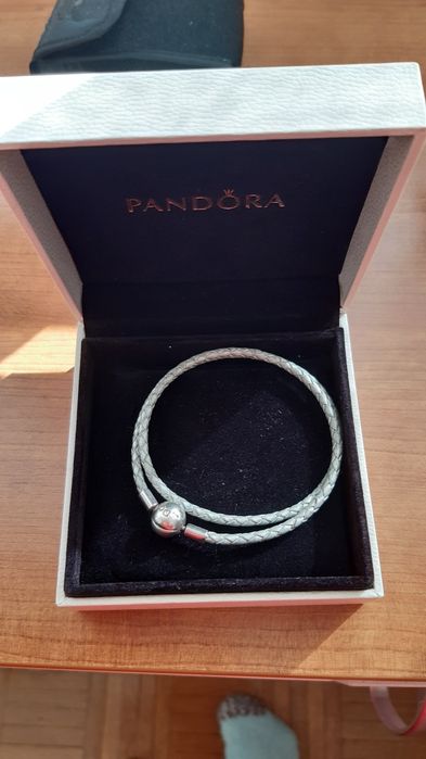 PANDORA Pulseira couro "azulada"