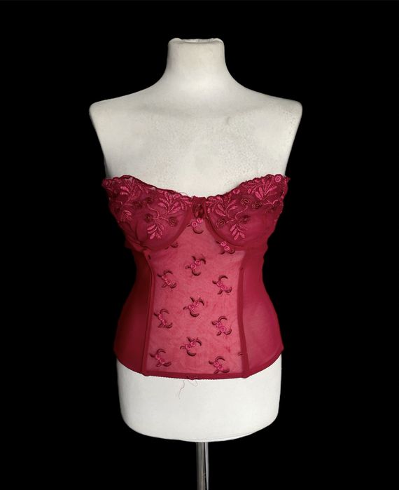 Gorset damski Nolaro’s 44/100B koronka malinowy bielizna erotyczna