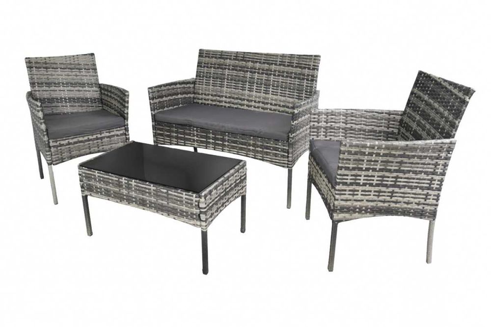 MEBLE OGRODOWE Caffee Capuccino - stolik ławka 2xfotel TECHNORATTAN