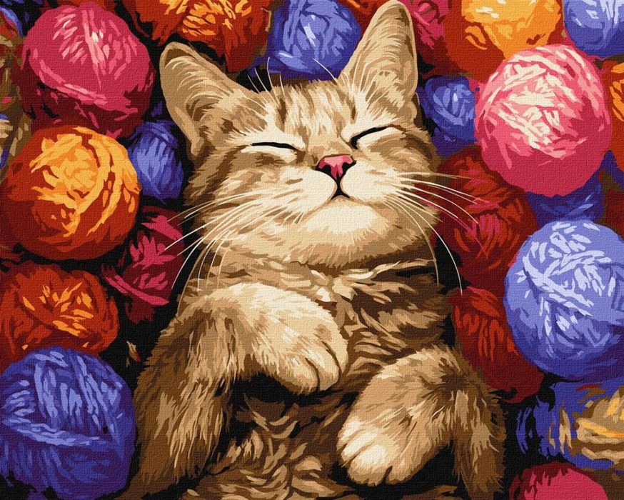 Malowanie po numerach - Kot w plątaninie 40x50cm Ideyka ,400x15 mm