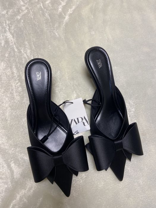 Акция! Скидка !Сатиновые Мюли с бантом zara 38