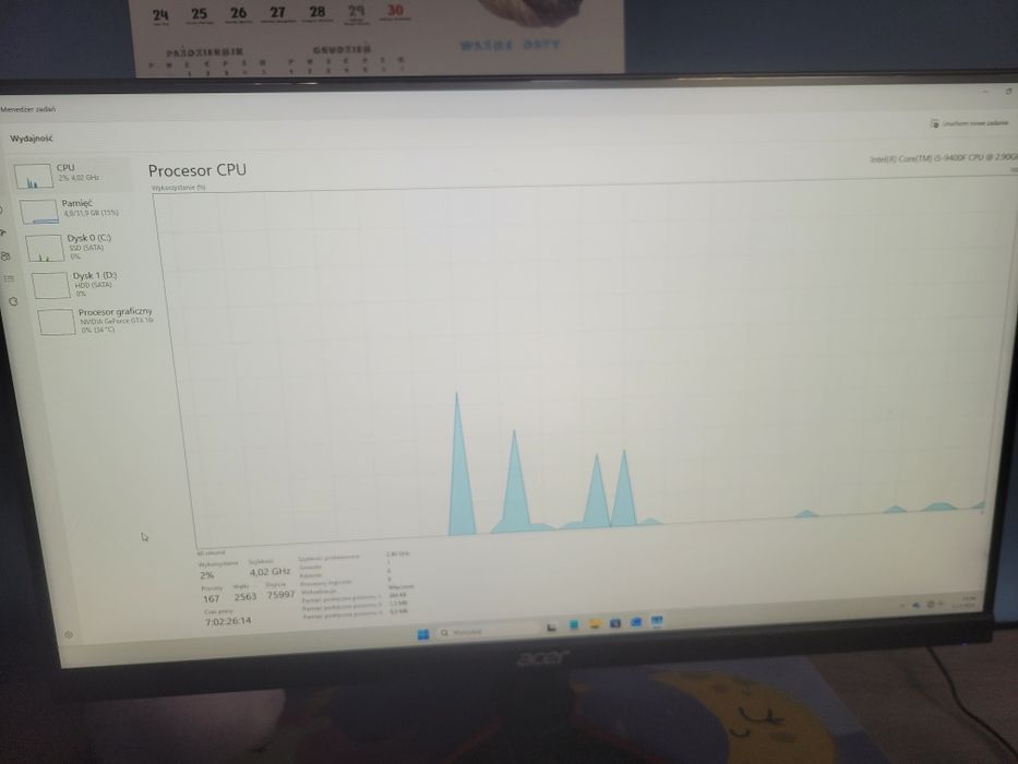 Komputer i5-9400F +monitor,klawiatura,myszka,sluchawki gamingowe