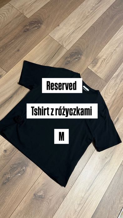 Reserved tshirt z różami czarny M 38