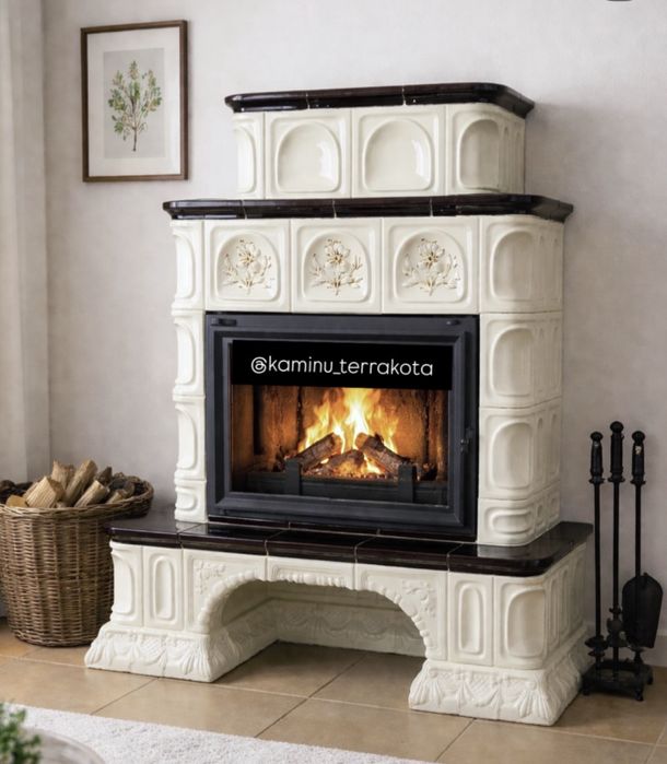 Камін портал кахельний (готовий) "Євро Квітка"