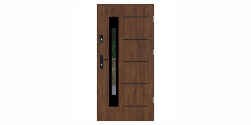 Drzwi zewnętrzne OUTLET LUX PŁASKIE 53 BLACK Prawe 90 ORZECH nr 367