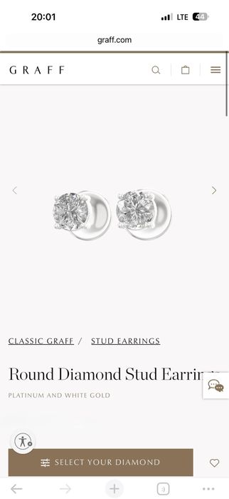 Сережки пусети з діамантами 2.00ct  Біле золото