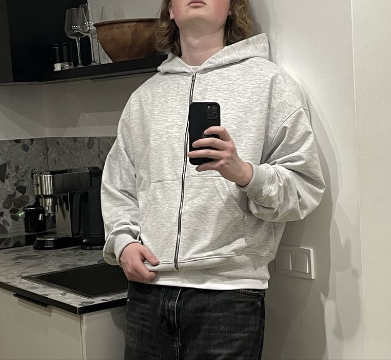 Оверсайз зіп худі boxy oversized fit M L XL базовый оверсайзовый зип худи худак серый черный бокси фит cropped baggy yzy balenc fit
