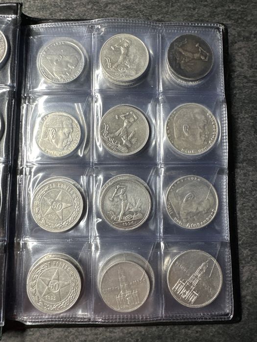 Набір срібних монет рсфср , ссср , 3рейх , польща та америка