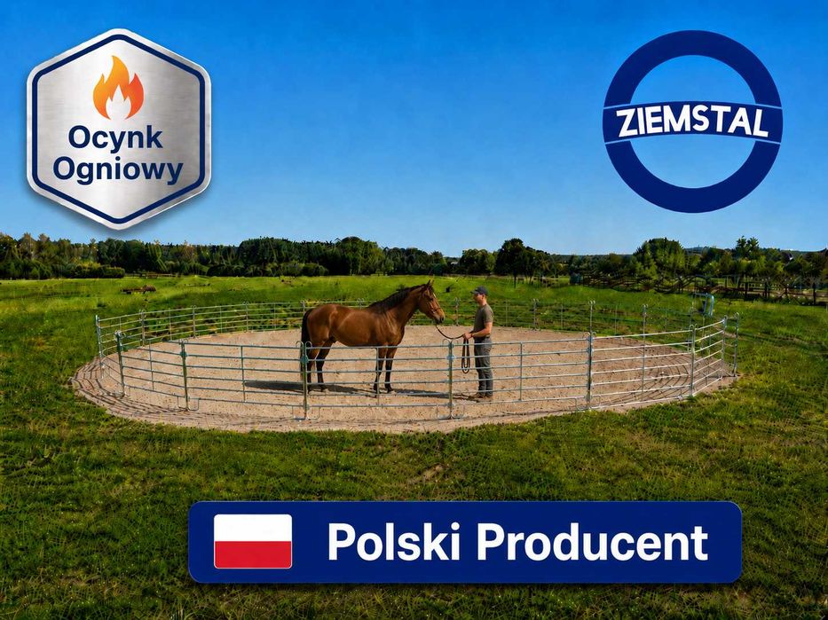 Lonżownik dla koni 18m, roundpen dla konia, mobilny okulnik, panele wygrodzeniowe texas, panele łąkowe, przęsła ogrodzeniowe