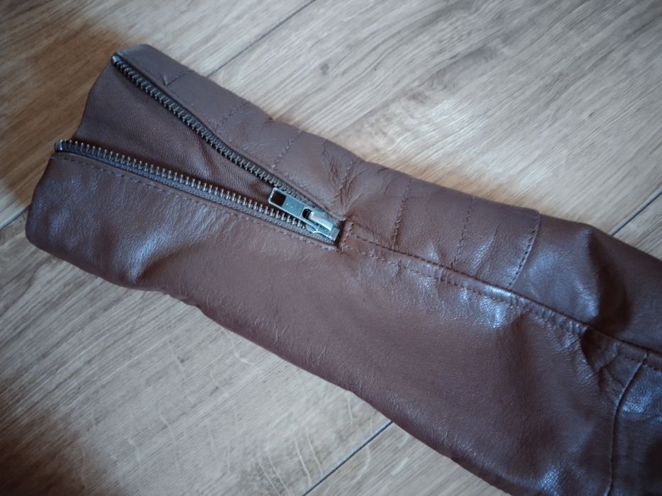 Brązowa kurtką ramoneska skóra naturalna S