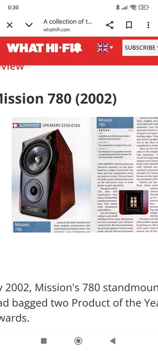 Colunas audio Mission 780