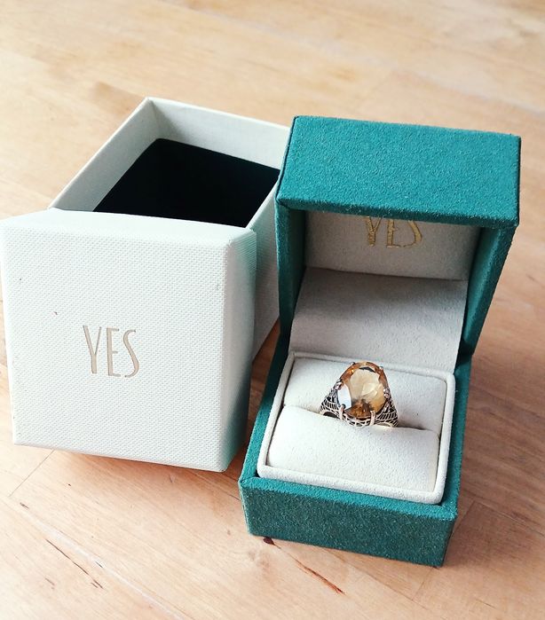 Sprzedam złoty piercionek z cytrynianem, YES, próba 585