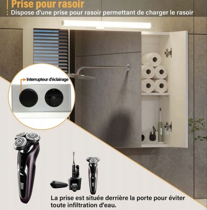 Szafka wisząca łazienkowa lustrzana oświetlenie led