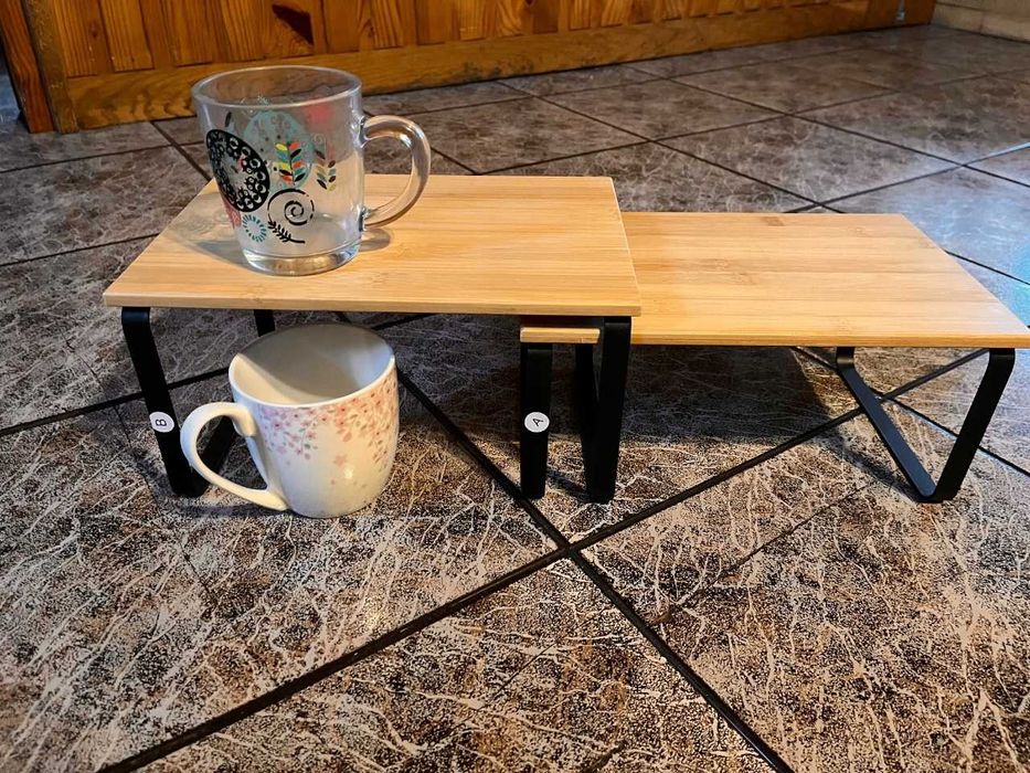 Zestaw półek bambusowych 2 szt praktyczny do kuchni