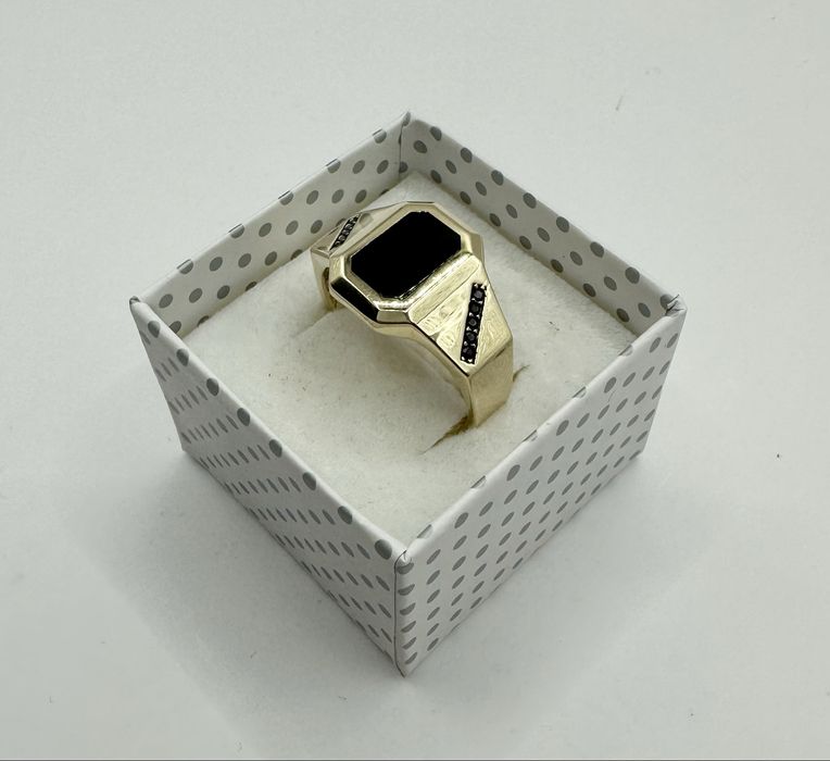 Złoty Męski Sygnet z Onyksem Pr.585 NOWY !